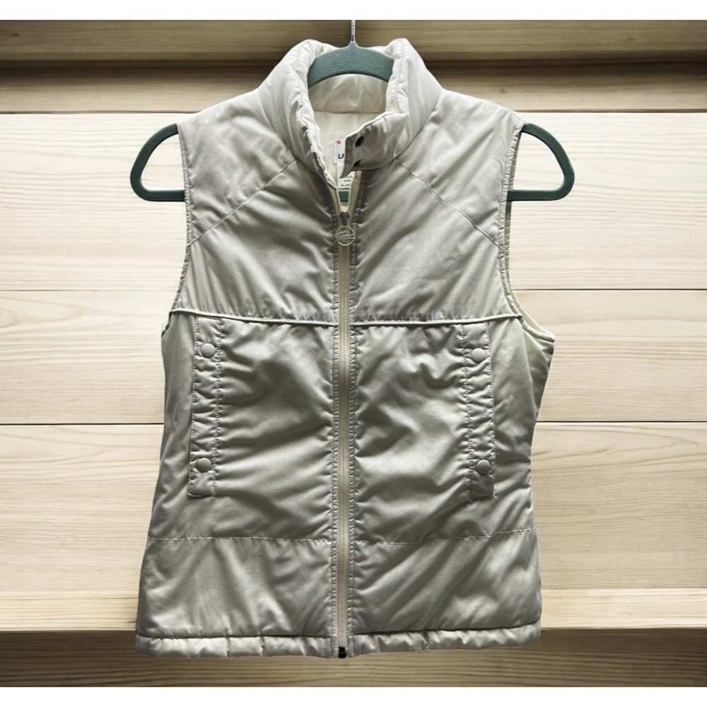 Lacoste Sport Vest Women's 36 Small Ivory Full Zip Jacket Puffer Pockets Golf